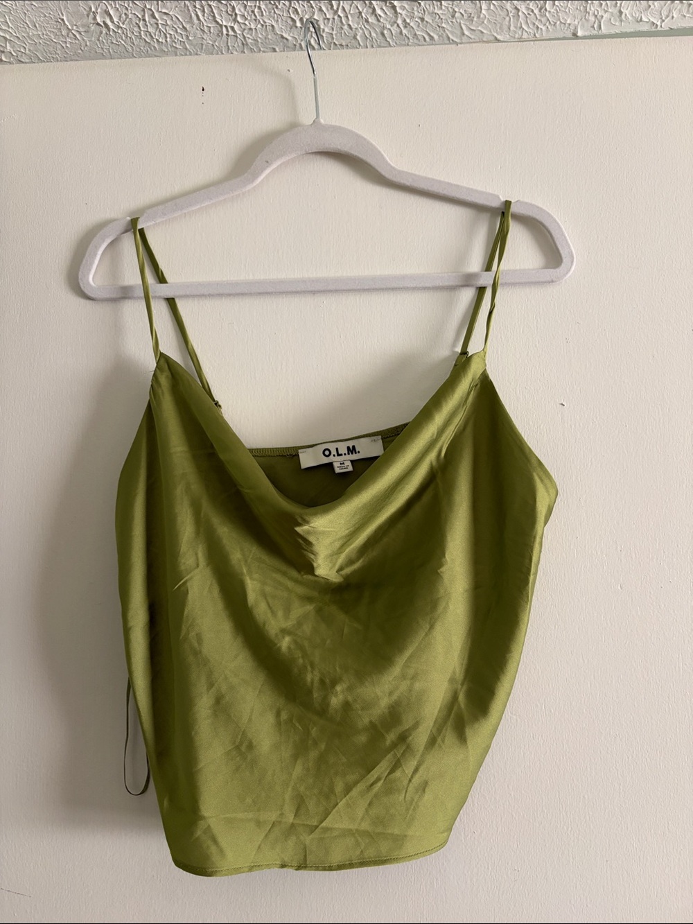 OLM Olive Satin Cowl Neck Camisole